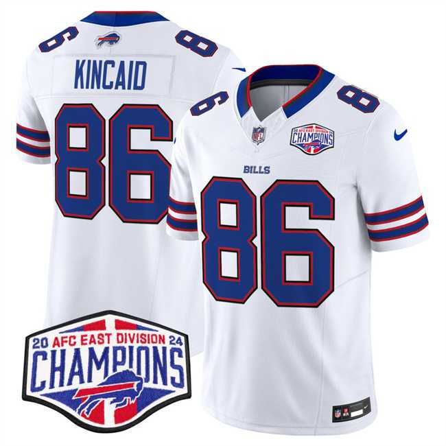 Men%27s Buffalo Bills #86 Dalton Kincaid White F.U.S.E. 2024 AFC East Division Champions Vapor Limited Stitched Jersey->buffalo bills->NFL Jersey